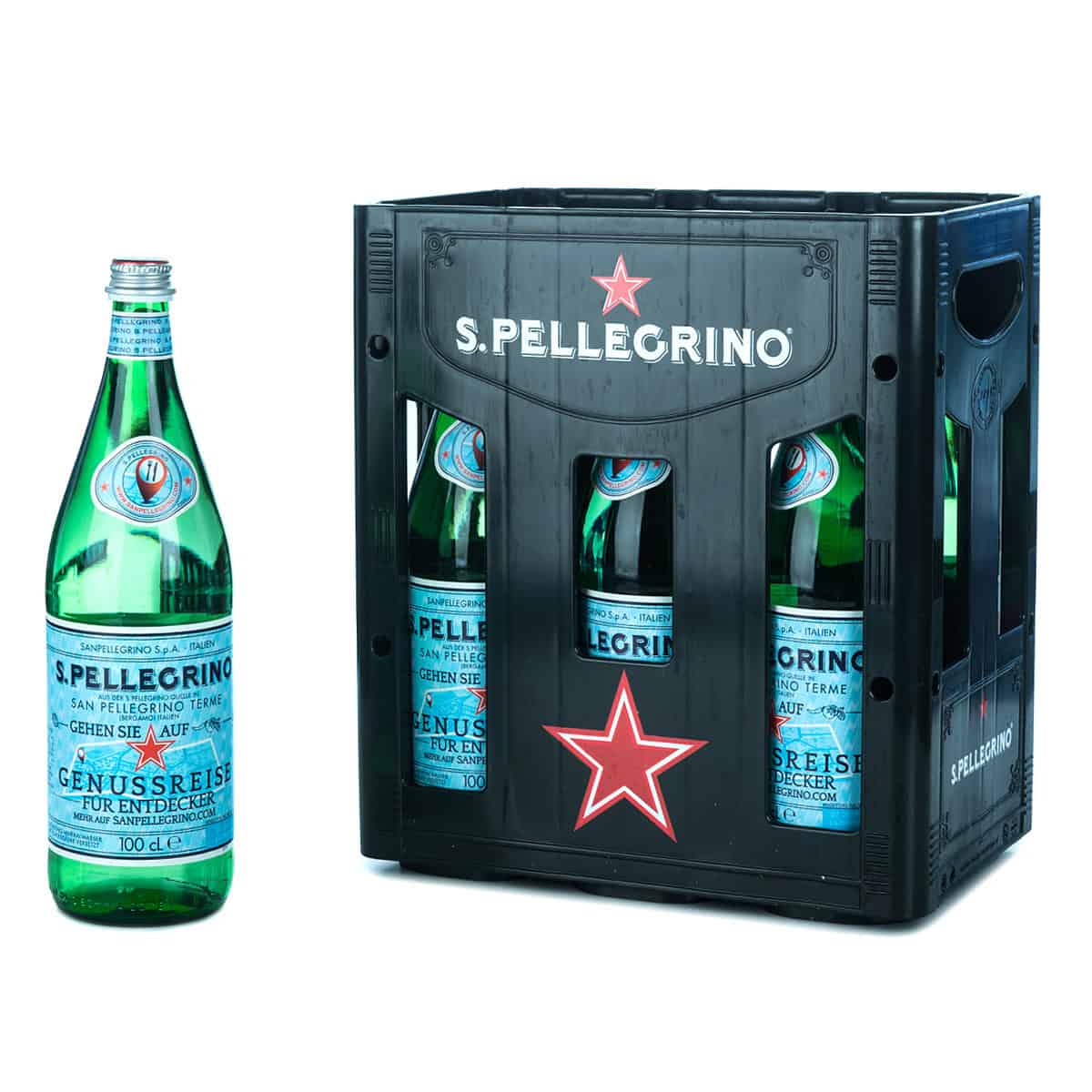 San Pellegrino mit Kohlensäure 6x1l Glas