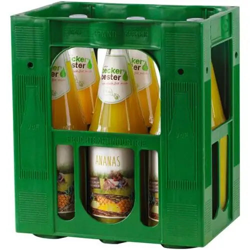 beckers bester Ananassaft 6×1l – Kasten mit Glas-Flaschen