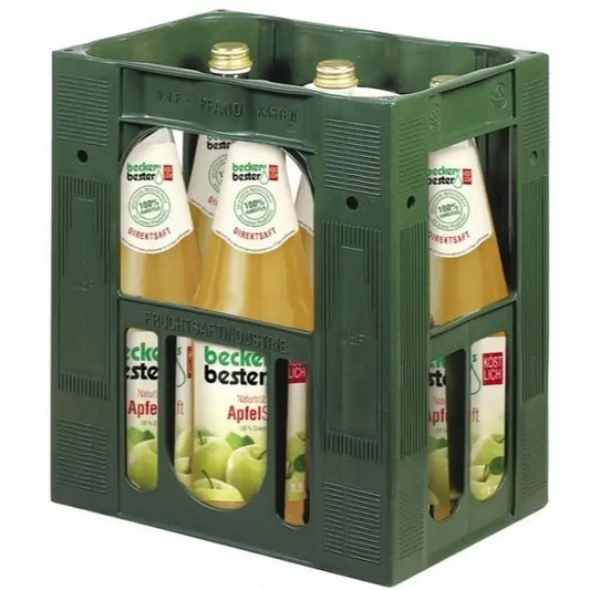 beckers bester Apfelsaft naturtrüb 6×1l – Kasten mit Glas-Flaschen