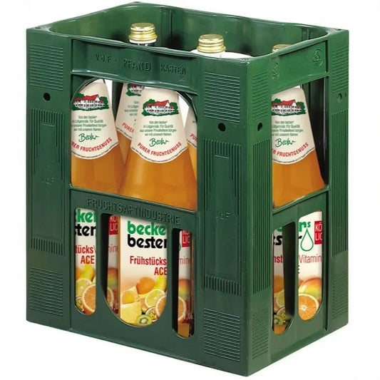 beckers bester Frühstücksnektar ACE 6×1l – Kasten mit Glas-Flaschen