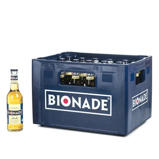 Bionade Litschi 12×0,33l – Kasten mit Glas-Flaschen