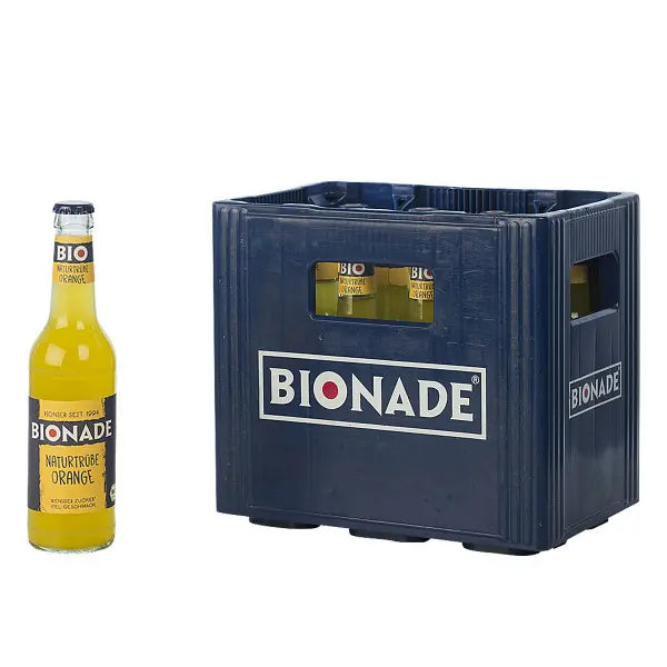 Bionade Naturtrübe Orange 12×0,33l – Kasten mit Glas-Flaschen