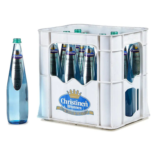 Christinen Mineralwasser Bio medium 12×0,75l – Kasten mit Glas-Flaschen