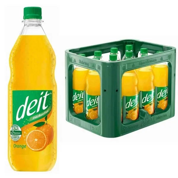 Deit Orange 12×1l – Kasten mit PET-Flaschen