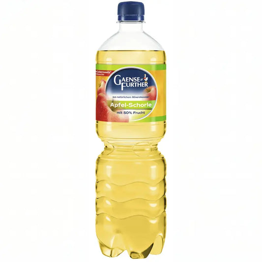 Gaensefurther Schloss Quelle Apfelschorle 12×1l – Kasten mit PET-Flaschen