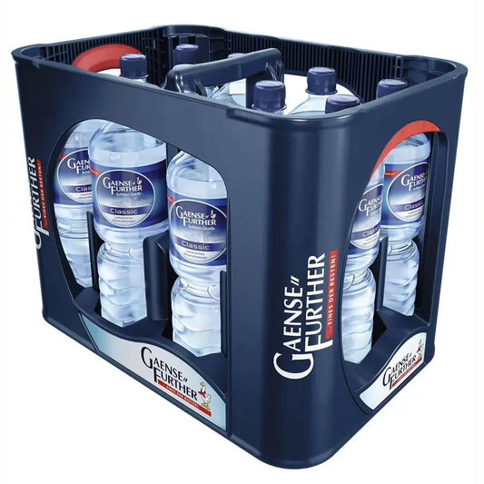Gaensefurther Schloss Quelle Classic 12×1l – Kasten mit PET-Flaschen