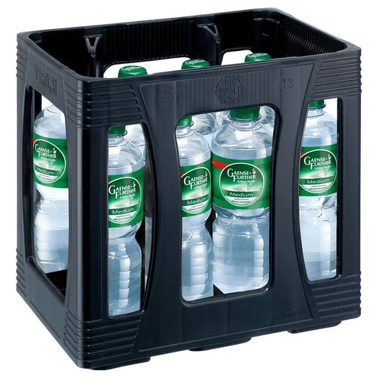 Gaensefurther Schloss Quelle Medium 11×0,5l – Kasten mit PET-Flaschen