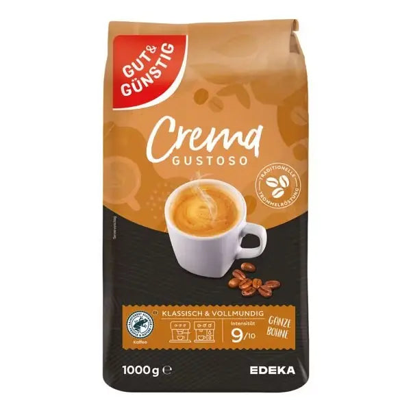 Gut & Günstig Crema Gustoso Kaffeebohnen 1kg – Packung