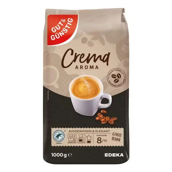 Gut & Günstig Crema Kaffeebohnen 1kg – Packung