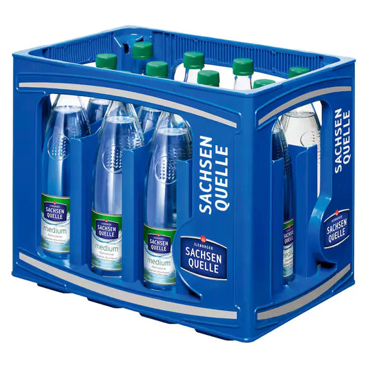 Ileburger Sachsen Quelle medium 12×0,75l – Kasten mit Glas-Flaschen