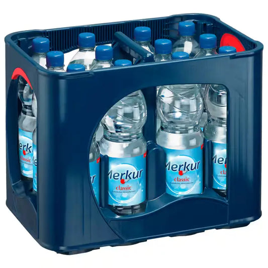 Merkur Mineralwasser Classic 12×1l – Kasten mit PET-Flaschen