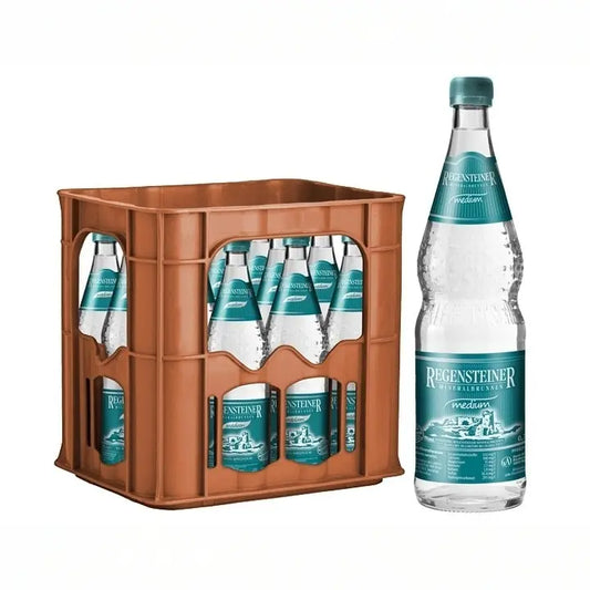 Regensteiner Mineralwasser Medium 12×0,7l – Kasten mit Glas-Flaschen